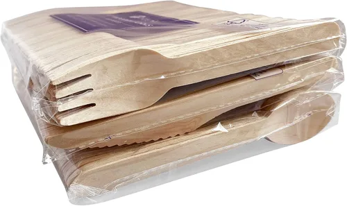 Vista 5 de KingSeal - 100 tenedores desechables de madera de abedul, biodegradables y respetuosos con el medio ambiente, certificado FSC, 6 pulgadas