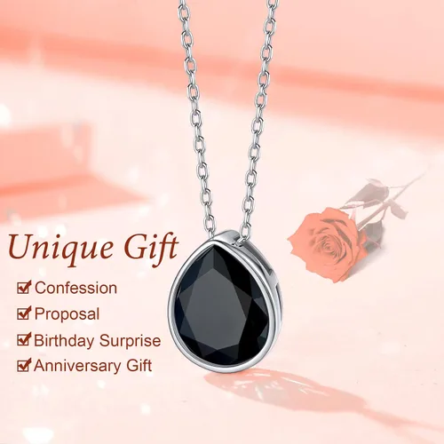 Vista 5 de Silvora Collar con colgante de circonita cúbica brillante de plata esterlina para mujer con embalaje de regalo