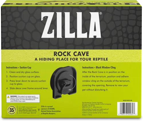 Vista 9 de Zilla cueva de roca de decoración vertical 8.75 x 5.875 x 7.25 pulgadas, gris Decoración de terrario con ventosas para un montaje seguro