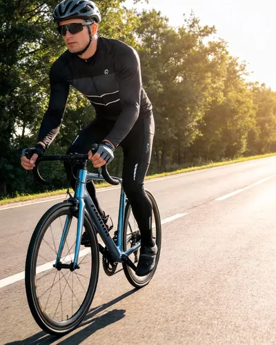 Vista 3 de ROTTO Camiseta de ciclismo para hombre, manga larga, línea simple, serie