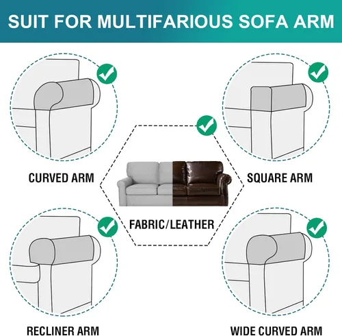 Vista 5 de Turquoize Fundas impermeables para reposabrazos de sillas y sofás, 2 unidades, protectores de brazo para sofá con bolsillo lateral, protector