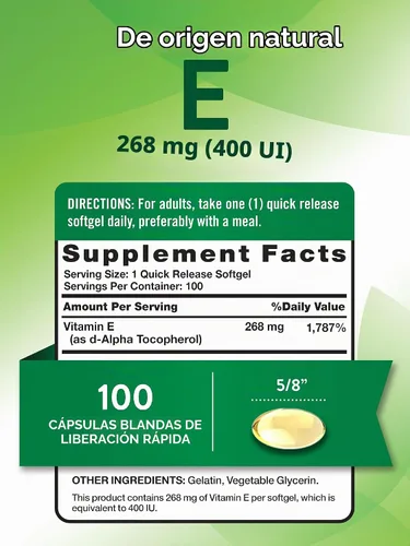 Vista 2 de Nature's Truth Vitamina E 400 UI cápsulas blandas 268 mg 100
