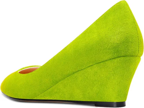 Vista 3 de Aachcol Zapatos de tacón de cuña para mujer, zapatos de vestir sin cordones, punta puntiaguda, para bodas, fiestas, 2 pulgadas
