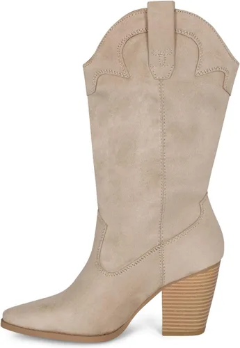 Vista 2 de STYLISH S ONYX - Botas de tacón alto para mujer, con tacón apilado, punta puntiaguda, media pantorrilla