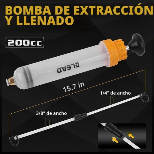 Vista 5 de ELEAD Bomba de sifón de 200CC, bomba extractora de aceite, bomba de aceite, bomba de transferencia, extractor de fluidos, extractor de jeringa