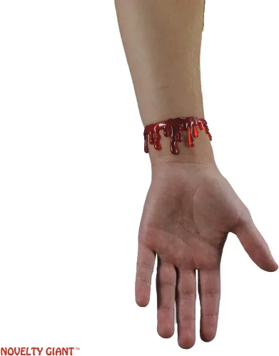 Vista 4 de Pulsera de fiesta de Halloween goteando sangre para disfraz de vampiro