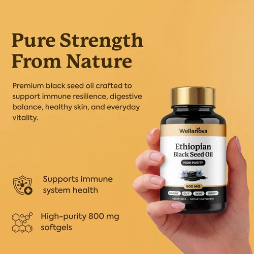 Vista 6 de Cápsulas de aceite de semilla negra etíope – Nigella sativa pura 800 mg con extracto de pimienta negra y aceite MCT, aceite de semilla de comino