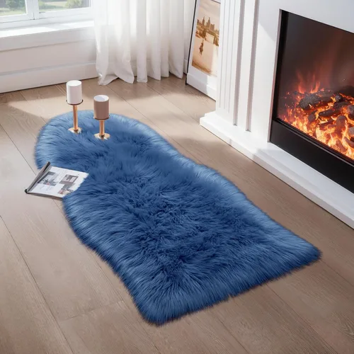 Vista 11 de Ciicool Alfombras de Piel de Oveja Sintética Suaves Alfombra de Piel Sintética Suave Beige Alfombra Esponjosa Funda para Silla y Sofá Alfombra