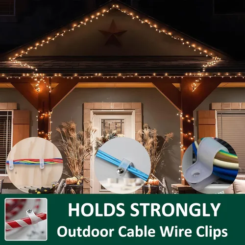 Vista 3 de Paquete de 50 clips para luz de cuerda de 1/2 pulgada, clips para cable y alambre con abrazadera, clips de montaje estilo P con tornillos de acero