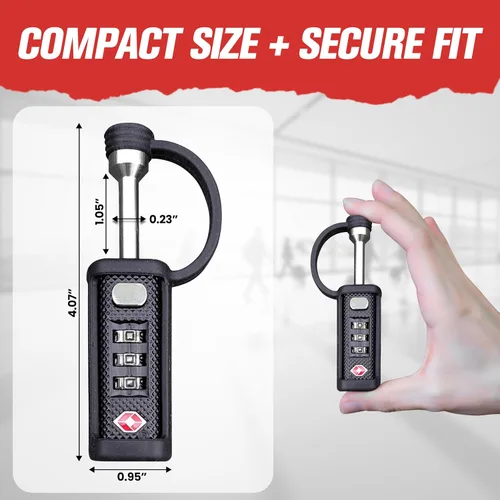 Vista 4 de Cerradura Táctica para Estuche de Armas Aprobada por TSA - Funda Protectora de Goma y MonoShaft Resistente a Cortes - Candado Seguro de Eje Único