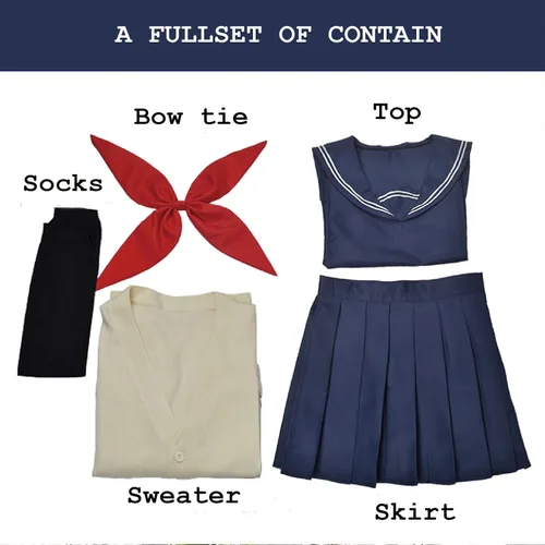 Vista 3 de Disfraz de cosplay de anime My Hero Academia Himiko Toga JK para niñas de la escuela, marinero, uniforme de marinero, trajes de marinero con suéteres