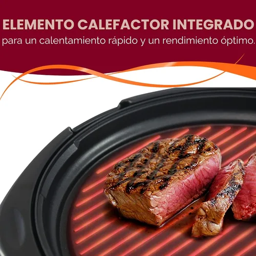 Vista 5 de Elite Gourmet EMG-980BX - Parrilla eléctrica redonda para interiores de 14 pulgadas, antiadherente, de calor rápido, tacto fresco, ideal