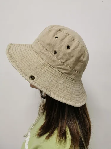 Vista 8 de Sombreros para el sol para hombre con protección UV, ala ancha, sombrero de safari de pesca Caqui