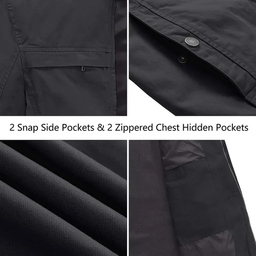 Vista 5 de WenVen - Chaqueta militar para hombre, algodón, ligera, cuello alto, práctica chamarra casual.