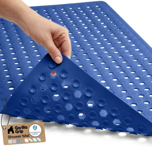 Vista 31 de GORILLA GRIP - Alfombrilla patentada cuadrada para cabina de ducha, alfombrillas pequeñas para el piso de la bañera para duchas de pie, ventosas