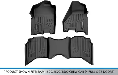 Vista 5 de Maxfloormat - Tapetes de piso para auto, juego completo, negro para Dodge RAM (2012-2017)