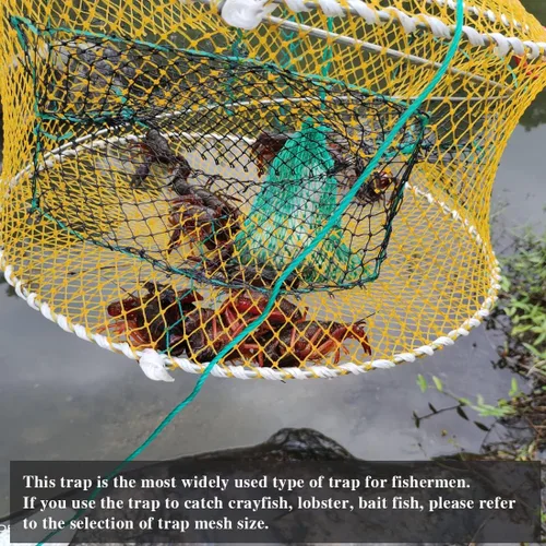 Vista 6 de Crab Trap Bait Lobster Crawfish Shrimp Portable Folded Cast Net Magic Collapsible Fishing Traps Nets Accessories for Blue Crabs