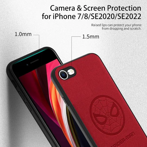 Vista 5 de IRON SPIDER Funda para iPhone SE 2020 y iPhone SE 2022, con personaje de superhéroe compatible con iPhone 8, funda de piel color rojo