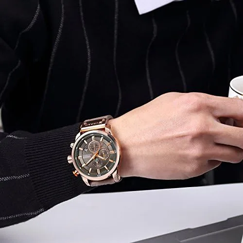 Vista 5 de FANMIS Reloj deportivo de cuarzo analógico militar para hombre, cronógrafo, clásico, casual, vestido de negocios, impermeable, reloj de pulsera