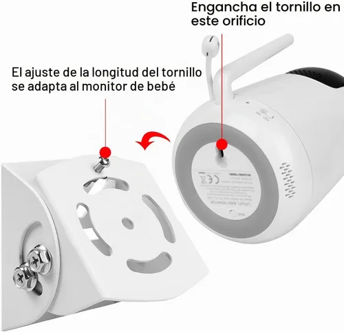 Vista 4 de Uogw Soporte para monitor de bebé, compatible con cámara VAVA VA-IH006/VA-IH009/Hipp, soporte de montaje en pared de ángulo ajustable