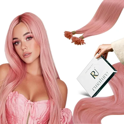 Vista 74 de RUNATURE Extensiones de cabello humano con punta en U, color marrón ceniza a rubio platino