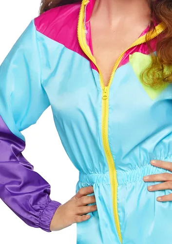 Vista 3 de Leg Avenue Traje deportivo de 2 piezas para mujer de los años 80 con enterizo diadema Multi