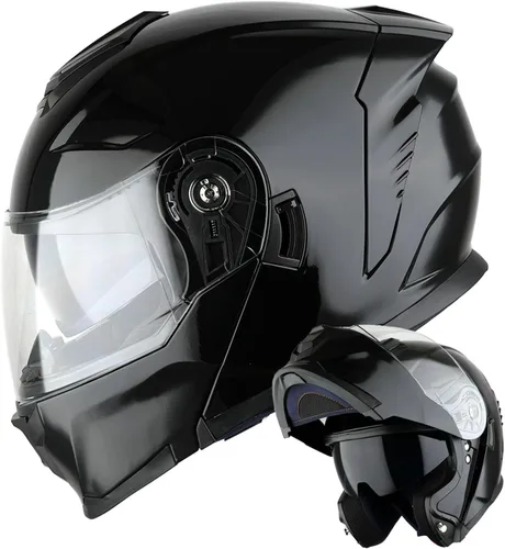 Vista 16 de 1Storm Casco modular de motocicleta para calle con doble visera abatible, protección solar de cara completa HJK920