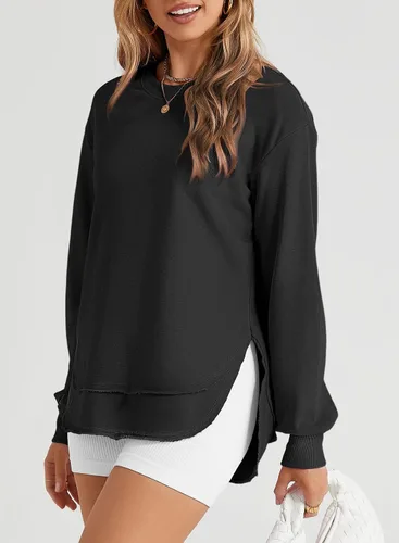 Vista 3 de EVALESS Sudadera con cuello redondo para mujer Negro