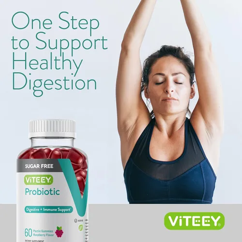 Vista 6 de Viteey - Gomitas probióticas para mujeres, hombres y adolescentes, 2 mil millones de UFC, sin azúcar Immune Booster, Digestive Support, Gut Health
