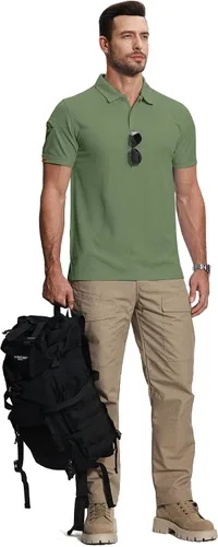 Vista 2 de ZITY Paquete de 2 camisas polo de manga corta para hombre, camisetas de golf deportivas para hombre, camisa táctica