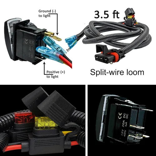 Vista 3 de Kit de cables de enchufe de barra de bus de potencia con interruptor basculante de encendido/apagado para luces estroboscópicas compatible