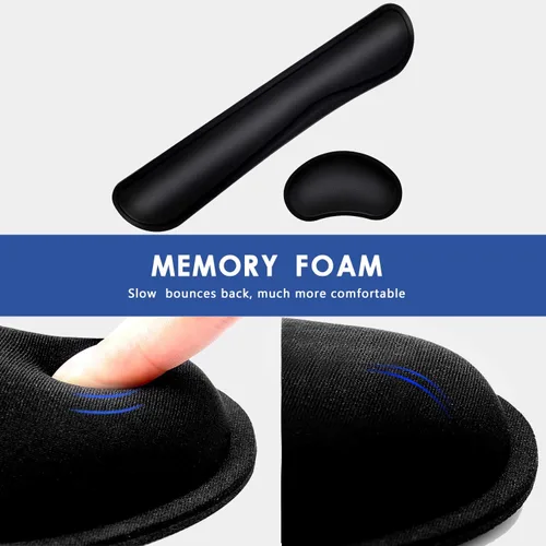 Vista 6 de TONOS Reposamuñecas para teclado, reposamuñecas de 17 pulgadas para teclado de computadora con espuma viscoelástica, diseño ergonómico para escribir
