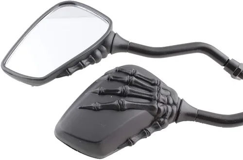 Vista 2 de DREAMIZER Espejos de motocicleta Black Skull para manillar – Espejos laterales retrovisores de 0.315 in y 0.394 in para Shadow Spirit 750 Aero Grom