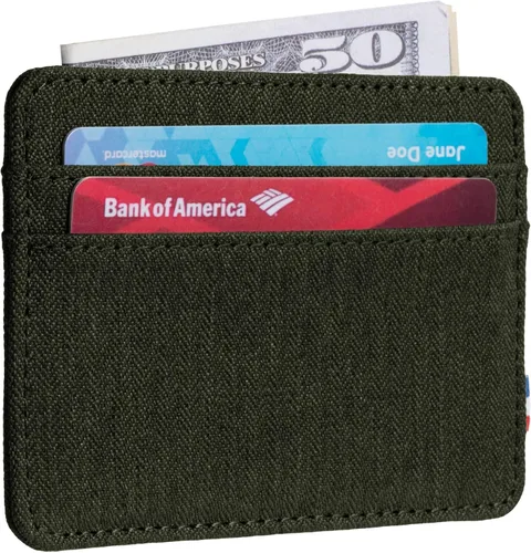 Vista 2 de Qbool Cartera de bolsillo frontal para hombre, delgada, minimalista, con bloqueo RFID, ranura para efectivo, tarjetero, Verde del Z-ejército