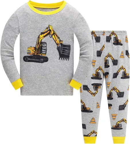 Vista 20 de Pijamas para Niños Pequeños, Conjunto de Ropa para Niños Pequeños, Ropa de Dormir de Planeta y Tren, Manga Larga, 100% Algodón, 2 Piezas, Pijamas