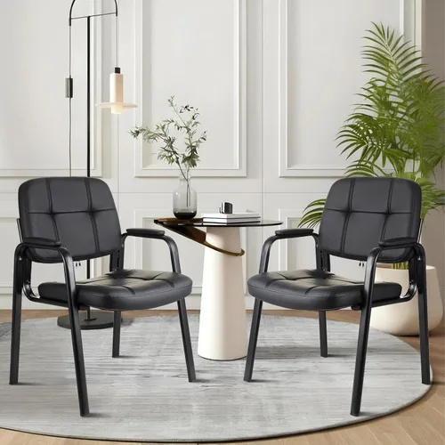 Vista 2 de CLATINA Silla de recepción de invitados, sillas de sala de conferencias, sillas de sala de espera con brazos acolchados, silla de escritorio sin