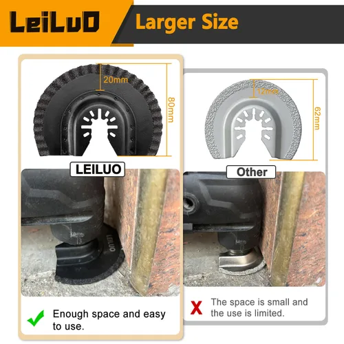 Vista 5 de LEILUO - Juego de 3 cuchillas de carburo de 80MM para multiherramienta, universal, para quitar lechada, accesorios para herramienta oscilante