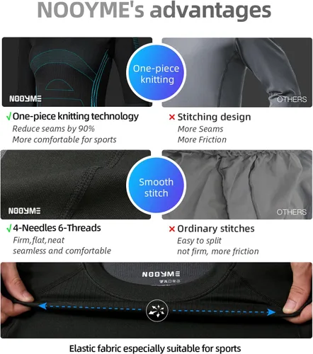 Vista 4 de NOOYME Ropa interior térmica para mujer, capa base, clima frío, pantalones largos para mujer