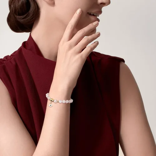 Vista 2 de Shrandi Pulsera de cristal curativo de piedra natural, pulseras de cuentas de piedras preciosas facetadas con dijes, joyería espiritual para aliviar