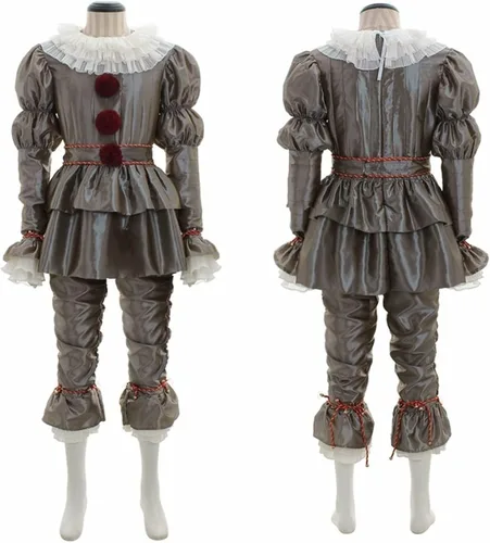 Vista 2 de BingTangHuLu Clown Costume Adult It Clown Scary Halloween Cosplay Costume Role Play Outfit Set for Men Women