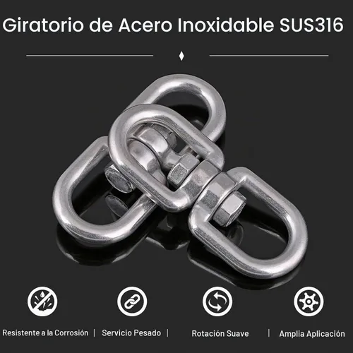 Vista 2 de AMYSPORTS Anillo de ojo giratorio de acero inoxidable pesado Conector de ojo giratorio de doble extremo ojo giratorio marino SUS316 Loop Dia 0.197