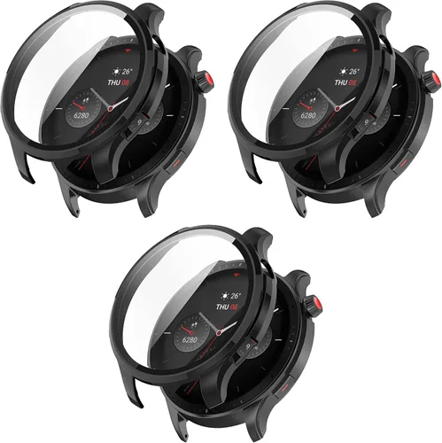 Vista 9 de Fundas protectoras de pantalla compatibles con Amazfit GTR 4 Pro/GTR 4 a prueba de golpes, protector delgado, protector delgado con diseño de Negro