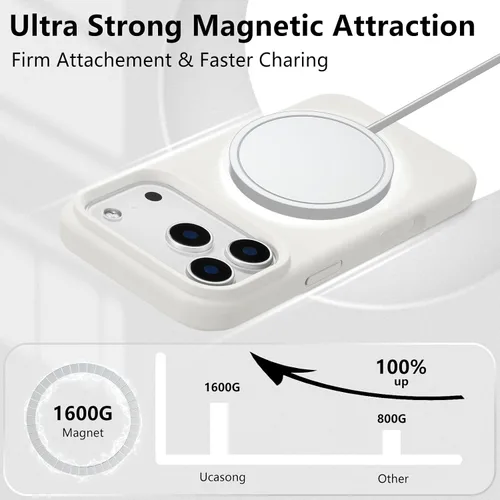 Vista 103 de Funda magnética de silicona para iPhone 13 Pro, color blanco antiguo [Compatible con Magsafe] [Forro de microfibra suave antiarañazos], funda