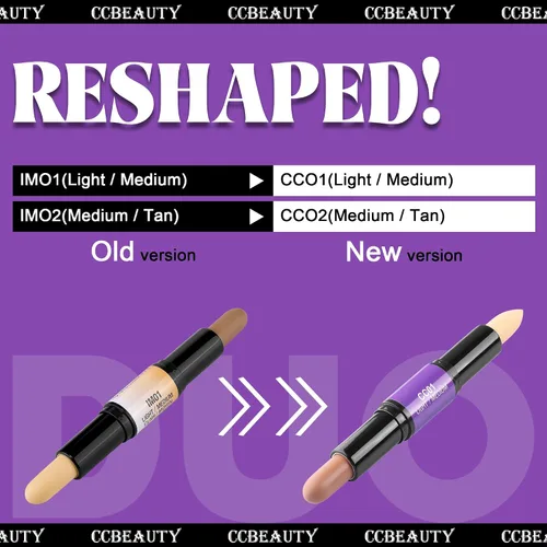 Vista 9 de CCbeauty Barra de contorno mate 2 en 1, barra corrector de doble resaltado, kit de resaltado y contorno, barras bronceadoras para maquillaje
