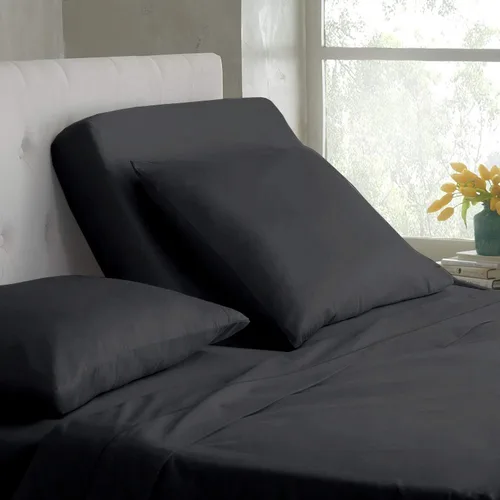 Vista 2 de Flex Top - Juego de sábanas de 4 piezas con cabezal dividido, color gris oscuro, sábanas de microfibra ultrasuave de doble cepillado 1800