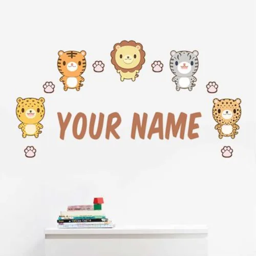 Vista 4 de Oliver's Labels Calcomanías de pared con nombre premium, acabado mate, arte de pared personalizado para habitaciones de niños y guarderías, animales