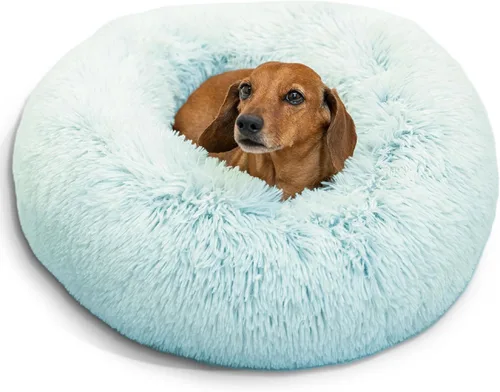 Vista 63 de Best Friends by Sheri - The Original Calming Donut - Cama calmante en forma de dona para perros y gatos - Pelo largo, azul bebé, M, 30 x 30 pulgadas