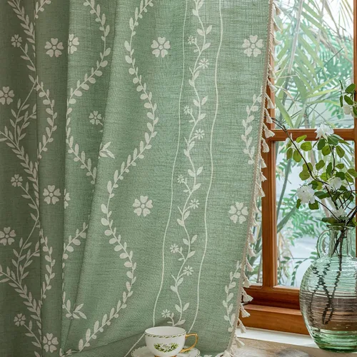 Vista 12 de ENJOYBRIDAL - Cortinas azules florales de 63 pulgadas, juego de 2 paneles, cortinas semi transparentes, cortinas cortas para sala de estar, bolsillo
