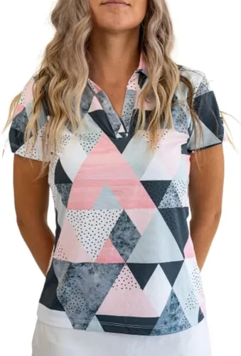 Vista 26 de YATTA GOLF Polo de golf prémium para mujer, ligero, de secado rápido, resistente a las arrugas y absorbe la humedad Aloha Sunrise