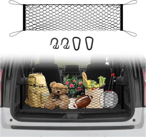 Vista 23 de Karltys Red de carga para red de maletero BMW X5 2021-2026 Red de malla elástica estilo sobre Ganchos de metal resistentes Accesorios BMW X5